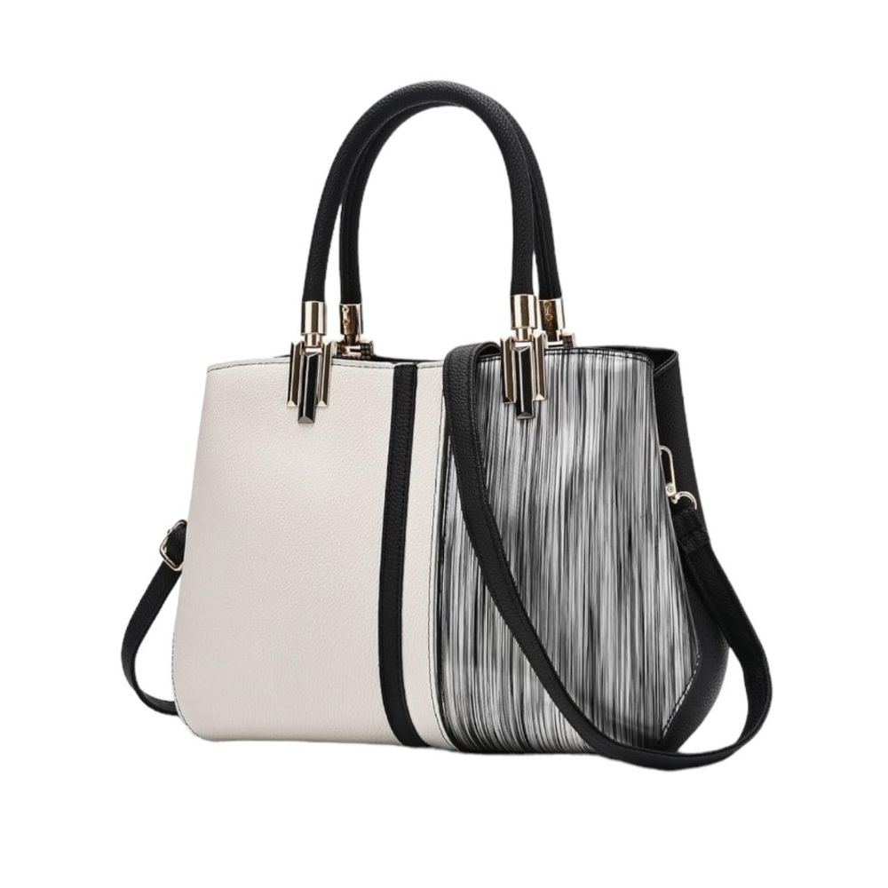 NWT NVRV Two Tone Stripe Crossbody Shoulder bag Black White Stripe
